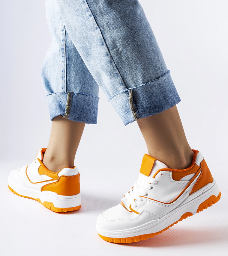 Biało-pomarańczowe sneakersy Barrette
