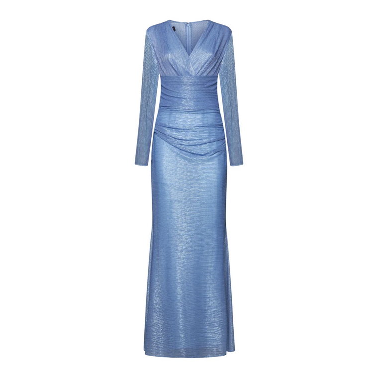 Niebieska Sukienka z Dekoltem V Talbot Runhof