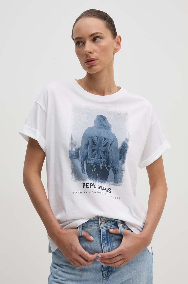 Pepe Jeans t-shirt bawełniany ELIZA damski kolor beżowy PL505890