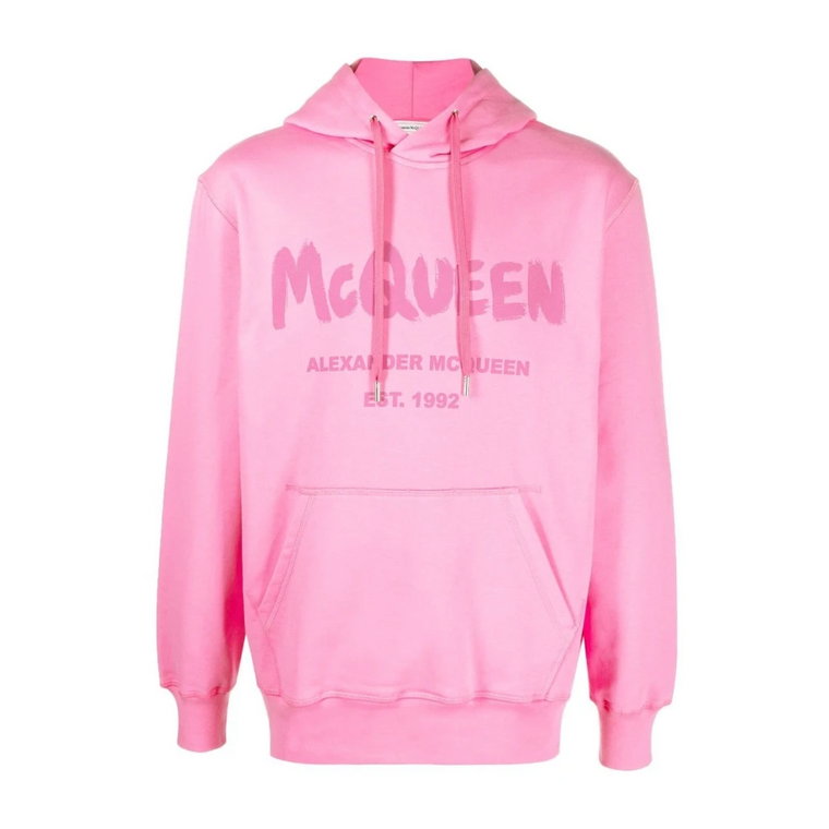 Bluza z nadrukiem logo i sznurkiem Alexander McQueen