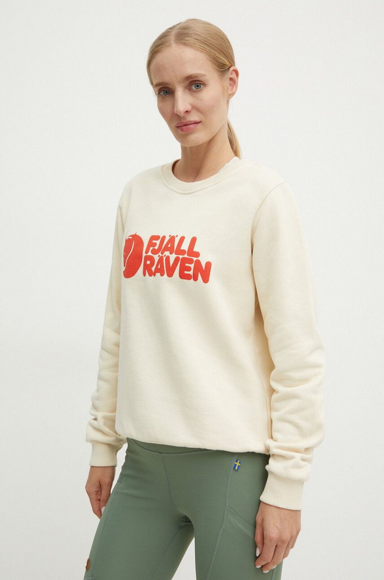 Fjallraven bluza dresowa Fjällräven Logo kolor beżowy z nadrukiem F84143.113.214