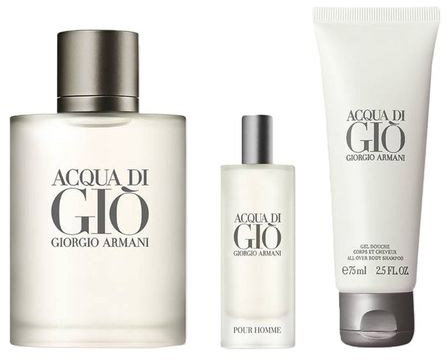 Zestaw męski Armani Acqua Di Gio Pour Homme Woda toaletowa 100 ml + Woda toaletowa 15 ml + Żel pod prysznic 75 ml (3614273710084). Perfumy męskie