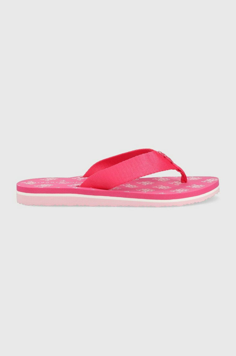 Tommy Hilfiger japonki TH ELEVATED FLIP FLOP damskie kolor różowy na płaskim obcasie FW0FW07420