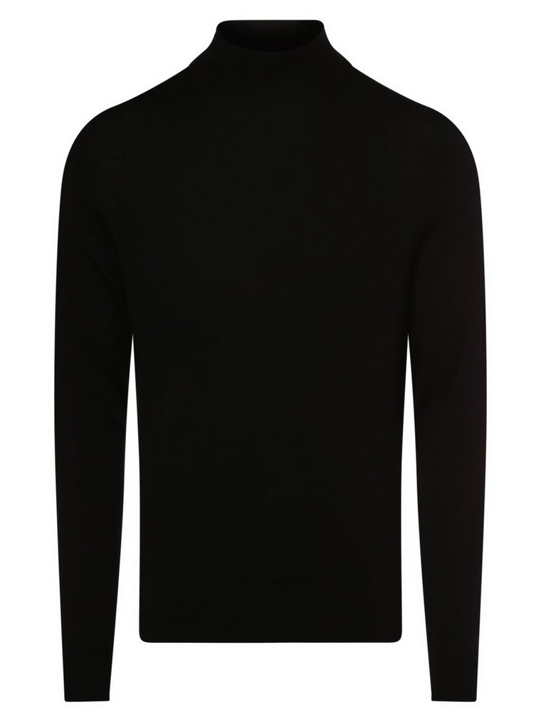 Calvin Klein - Męski sweter z wełny merino, czarny