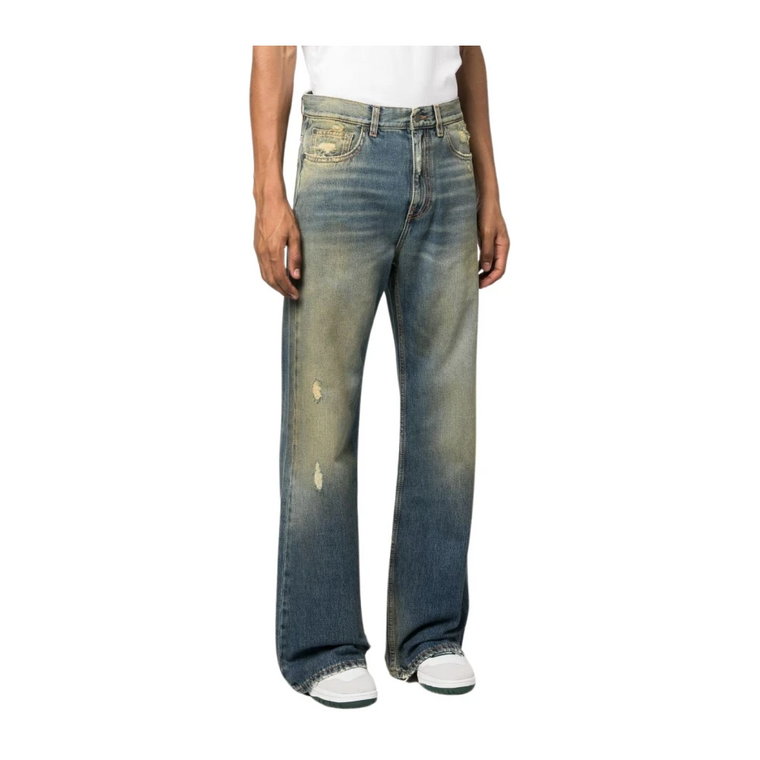 Zniszczone Acid Wash Bootcut Jeans Palm Angels