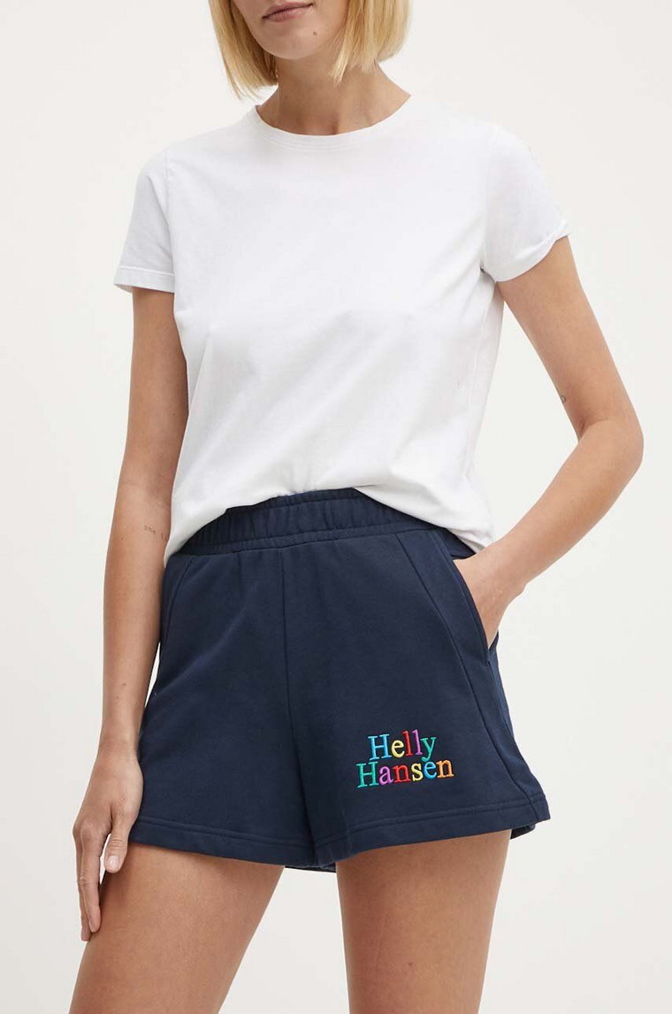 Helly Hansen szorty damskie kolor granatowy z nadrukiem high waist 54081