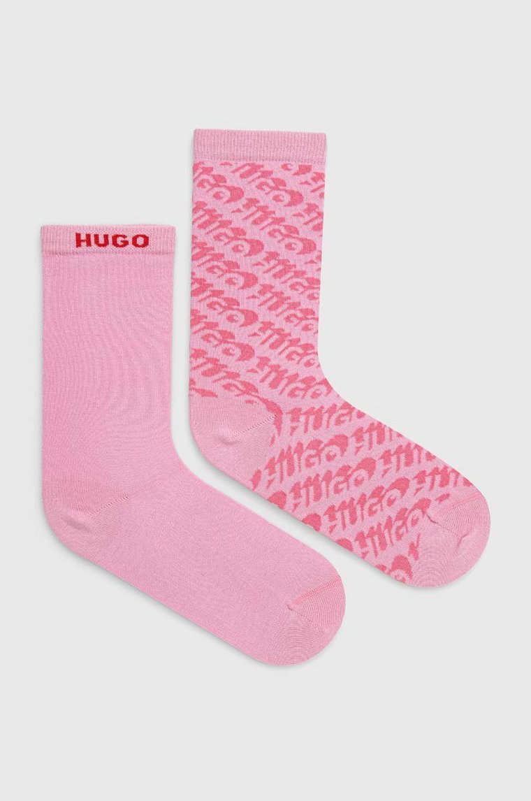 HUGO skarpetki 2-pack damskie kolor różowy