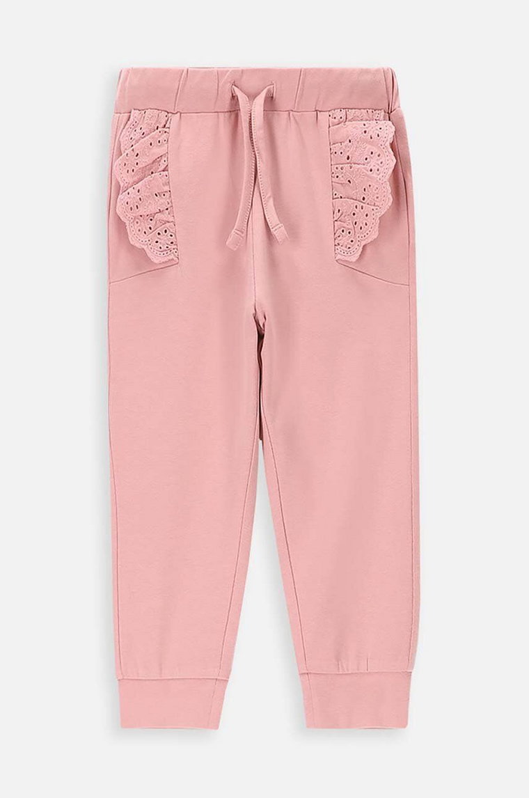 Coccodrillo spodnie dresowe dziecięce kolor różowy gładkie
