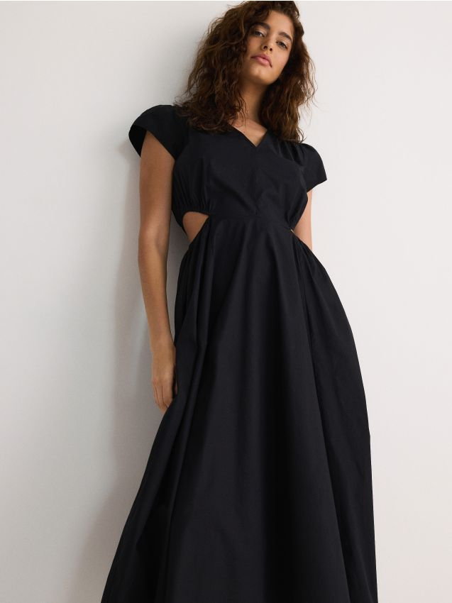 Reserved - Sukienka midi z wycięciami - czarny