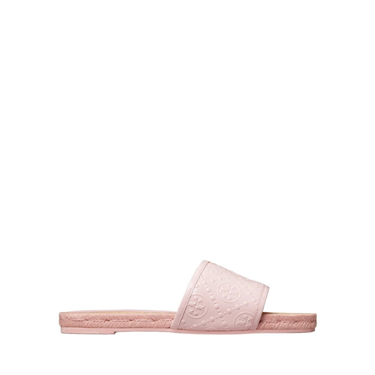Różowe Skórzane Sandały z Wzorem Pikowanym Tory Burch
