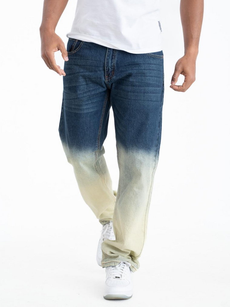 Spodnie Jeansowe Męskie Niebieskie / Beżowe Royal Blue Gradient