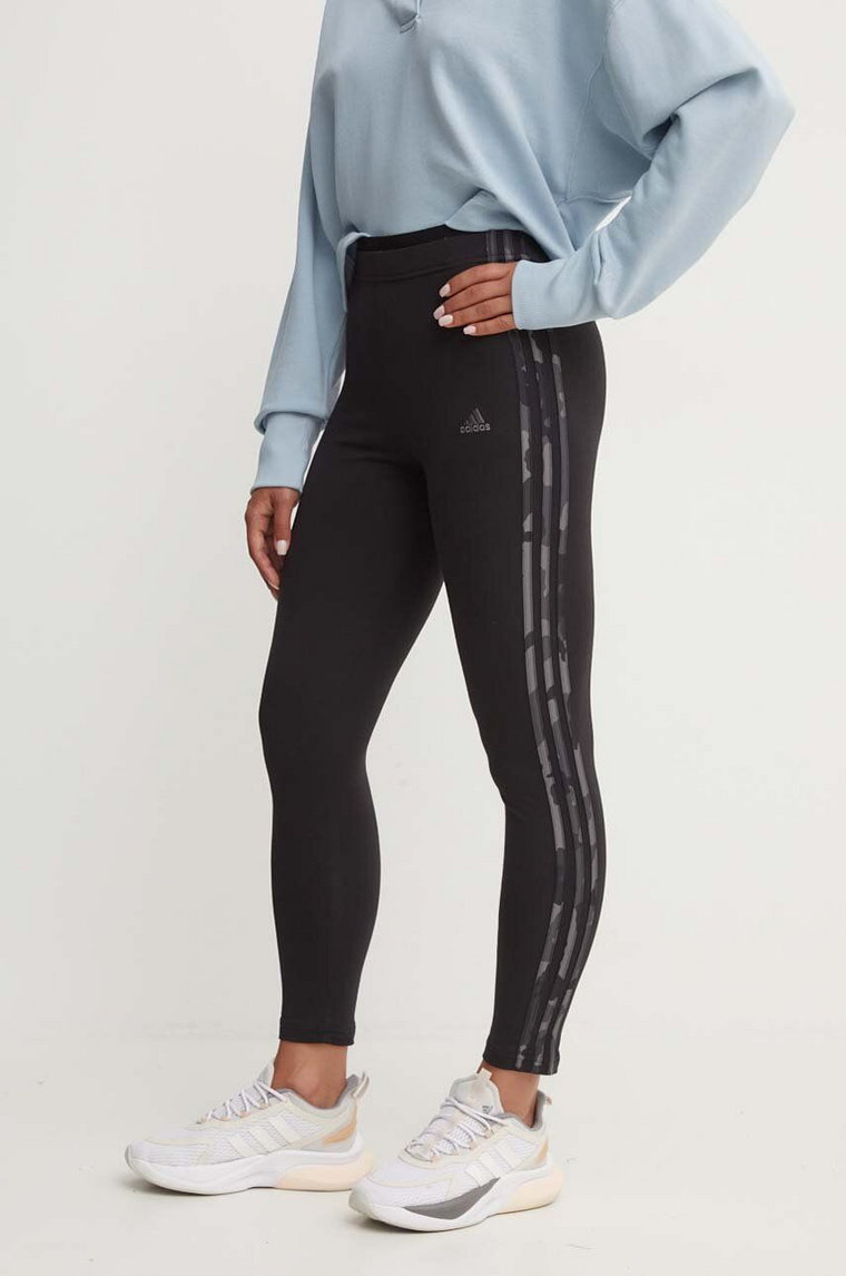 adidas legginsy Camo damskie kolor czarny z aplikacją IY5007