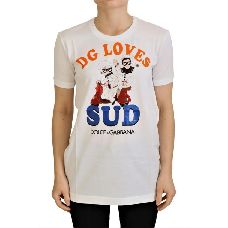 Biała bawełniana koszulka DG Loves SUD Dolce & Gabbana