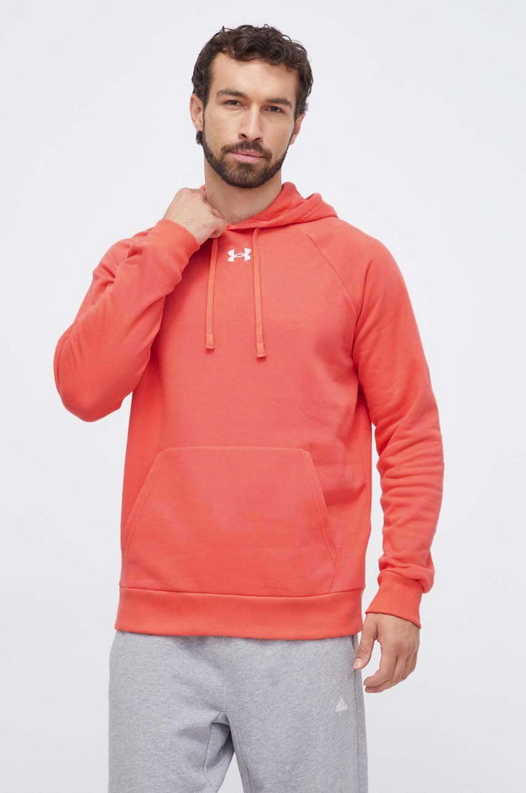 Under Armour bluza męska kolor pomarańczowy z kapturem gładka 1379757