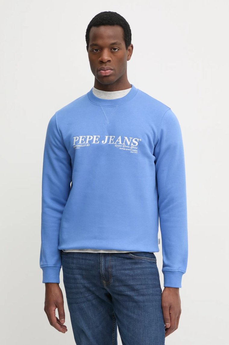 Pepe Jeans bluza DYLAN CREW męska kolor fioletowy z aplikacją PM582756