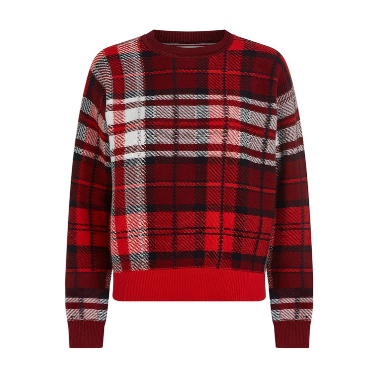 Miękki sweter z bawełny z nadrukiem Tommy Tartan Rouge Tommy Hilfiger