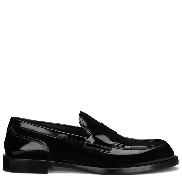 Czarne płaskie buty skórzane z logowaną podeszwą Dolce & Gabbana