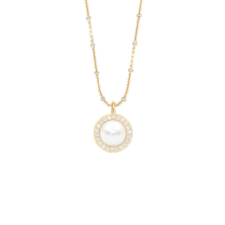 Naszyjnik Cosmos z białą perłą no.2 na łańcuszku Sublime z emalią pozłacany