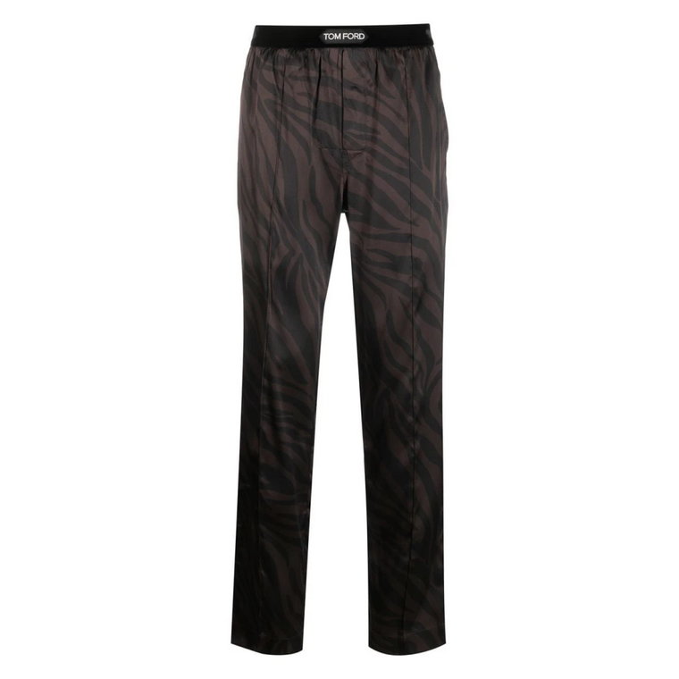 Luksusowe jedwabne spodnie do piżamy w zebrowy wzór Tom Ford