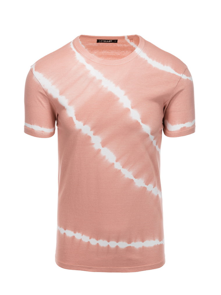 T-shirt męski bawełniany TIE DYE - różowy V2 S1622