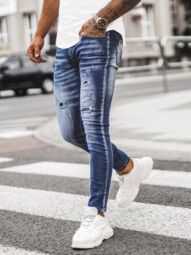Spodnie jeansowe męskie niebieskie OZONEE O/BC1059