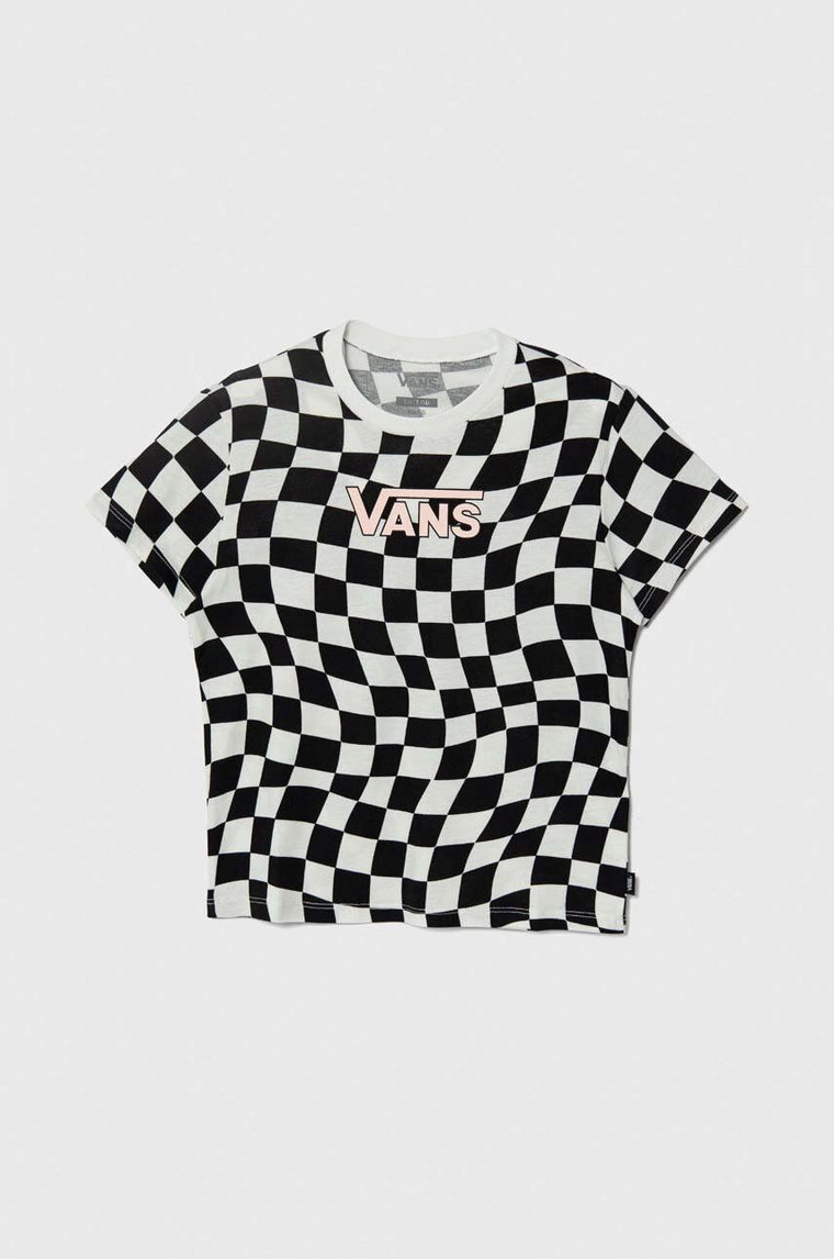 Vans t-shirt bawełniany dziecięcy WARPED 66 CHECK CREW kolor czarny