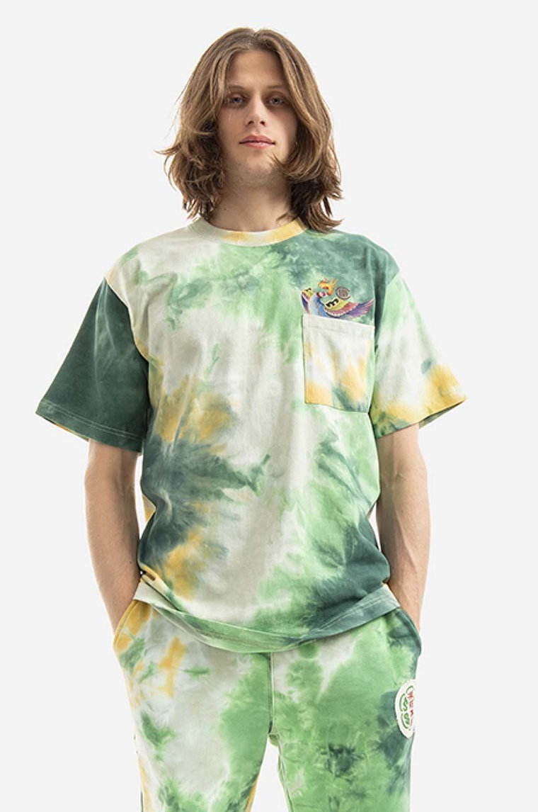 CLOT t-shirt bawełniany męski kolor zielony wzorzysty CLTES10008.GREEN-GREEN