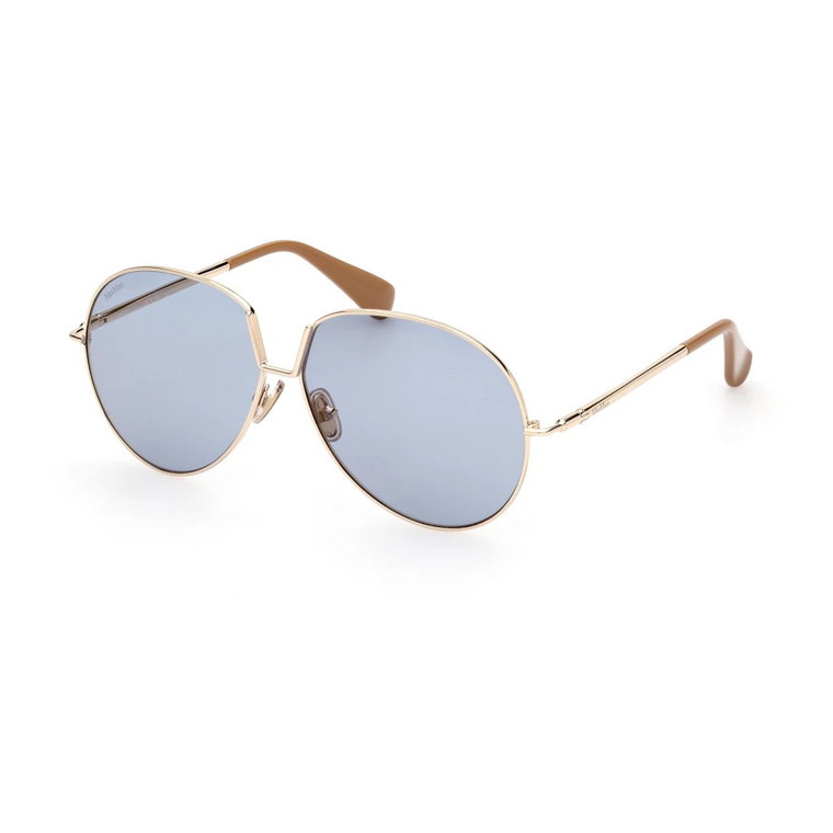 Metalowe okulary przeciwsłoneczne dla kobiet z niebieskimi soczewkami Max Mara