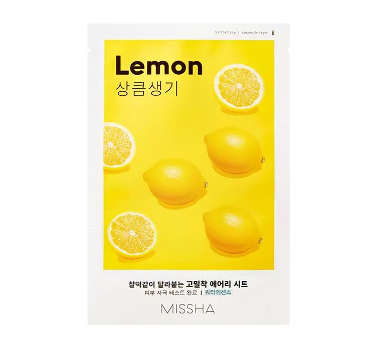 MISSHA AIRY FIT SHEET MASK ROZJAŚNIAJĄCA MASECZKA W PŁACHCIE LEMON 19ML