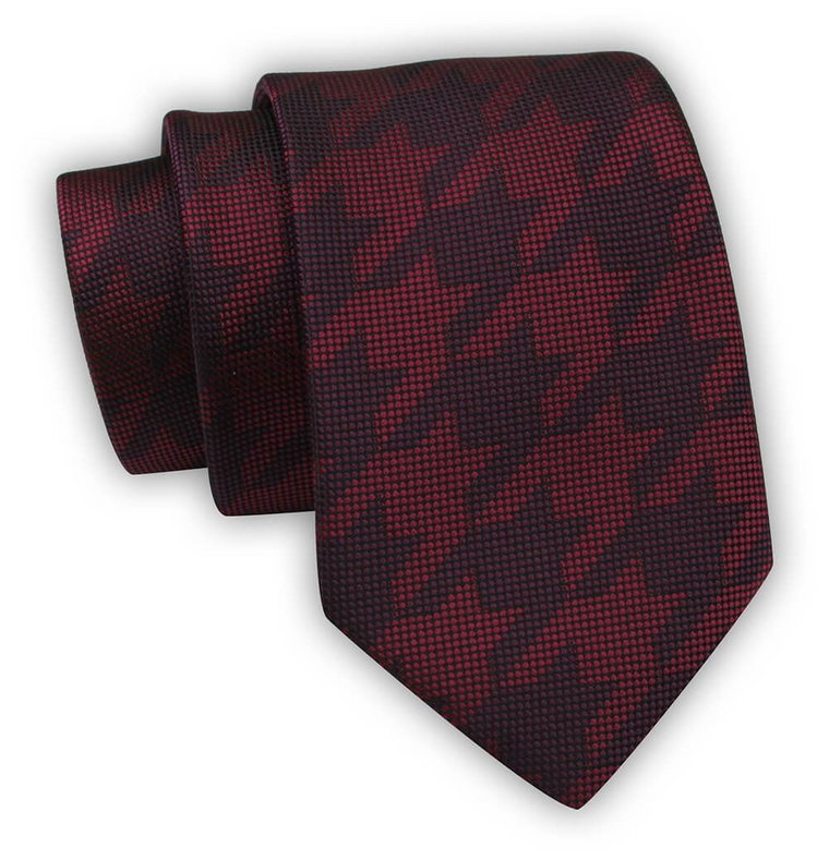Krawat Alties (7 cm) - Ciemnoczerwony w Geometryczny Wzór