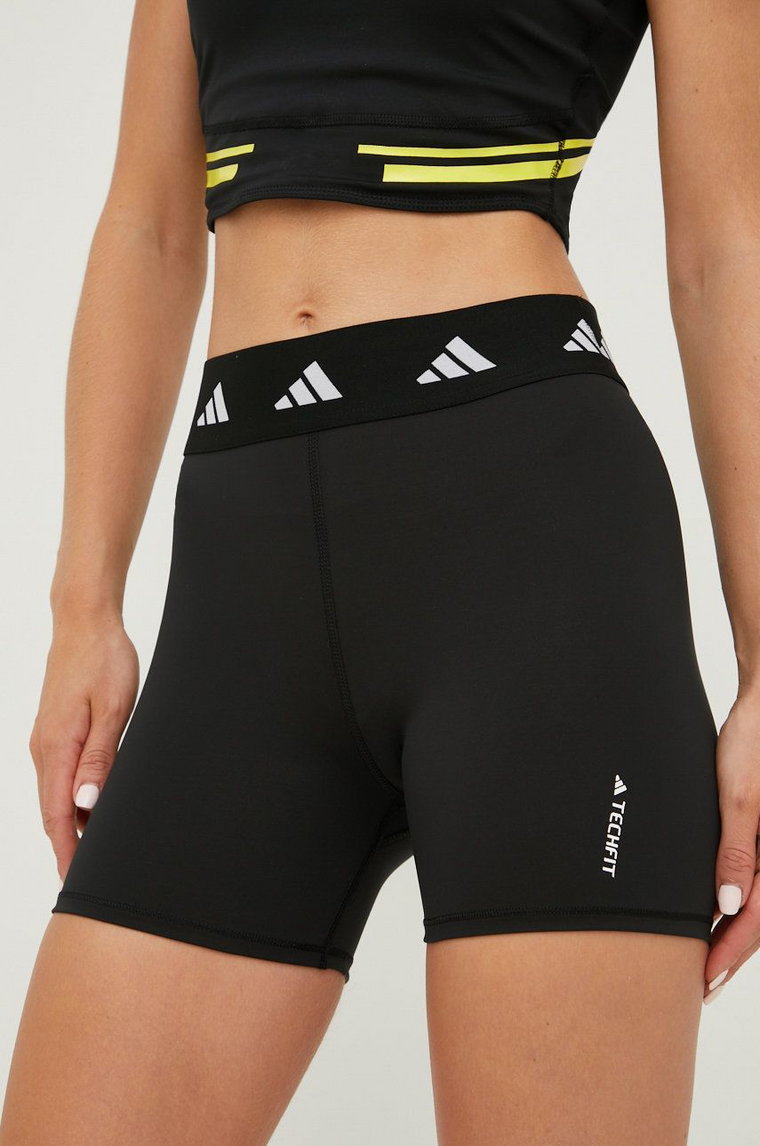 adidas Performance szorty treningowe Techfit damskie kolor czarny z nadrukiem high waist HF6683