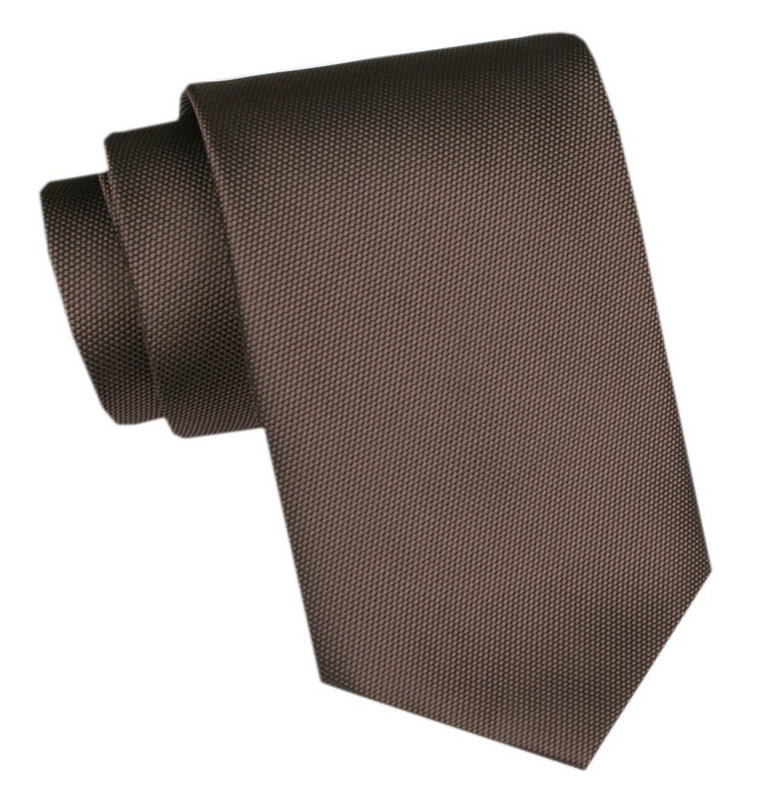 Klasyczny, Szeroki Krawat Męski CHATTIER - Brązowy