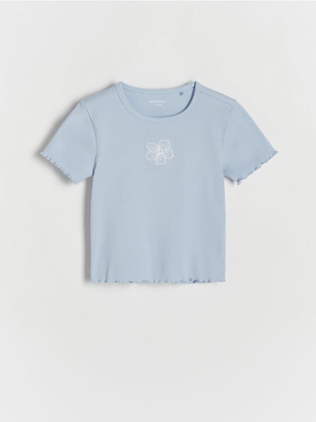 Reserved - T-shirt z haftem - jasnoniebieski