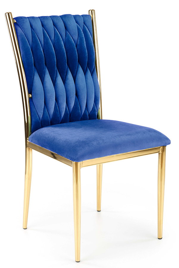 Granatowe welurowe krzesło pikowane w stylu glamour - Megi