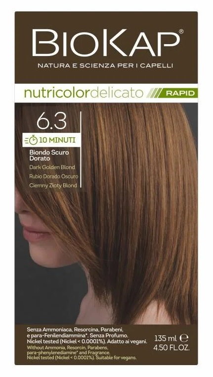 Biokap Nutricolor Delicato Rapid Farba do włosów 6.3 Ciemny Złoty Blond 135 ml