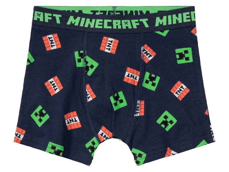 Minecraft Bokserki dziecięce z bawełną, 2 pary (134/140, Szary/granatowy)