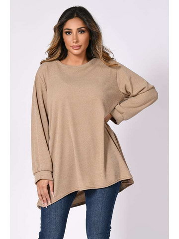 Plus Size Company Sweter "Ibicense" w kolorze karmelowym