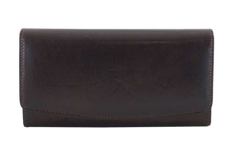 Skórzane portfele damskie - Barberini's - Brązowy ciemny