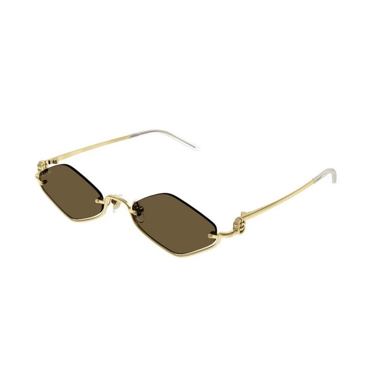 Złote brązowe okulary przeciwsłoneczne Gg1604S 002 Gucci