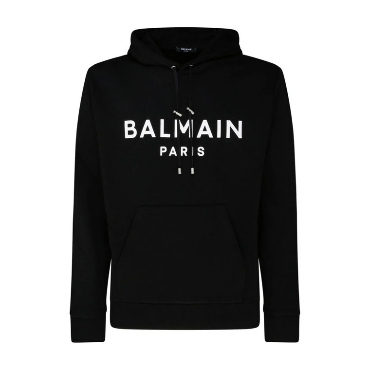 Czarna bawełniana bluza z nadrukiem logo Balmain