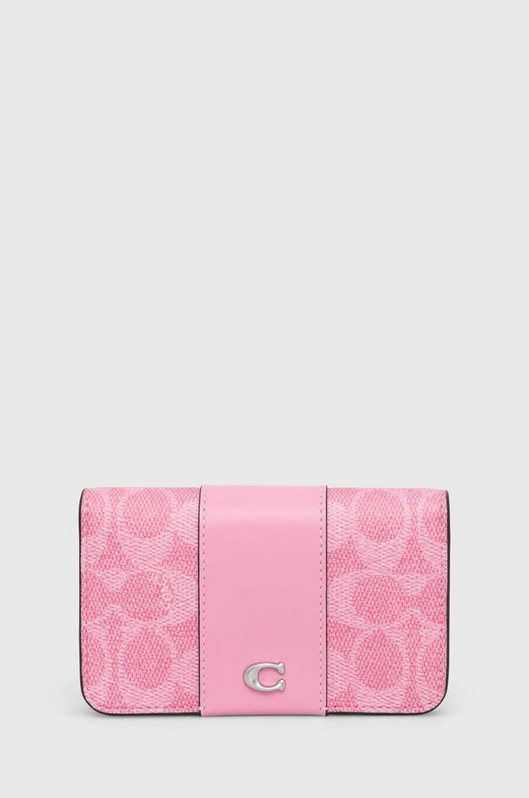 Coach portfel skórzany damski kolor różowy