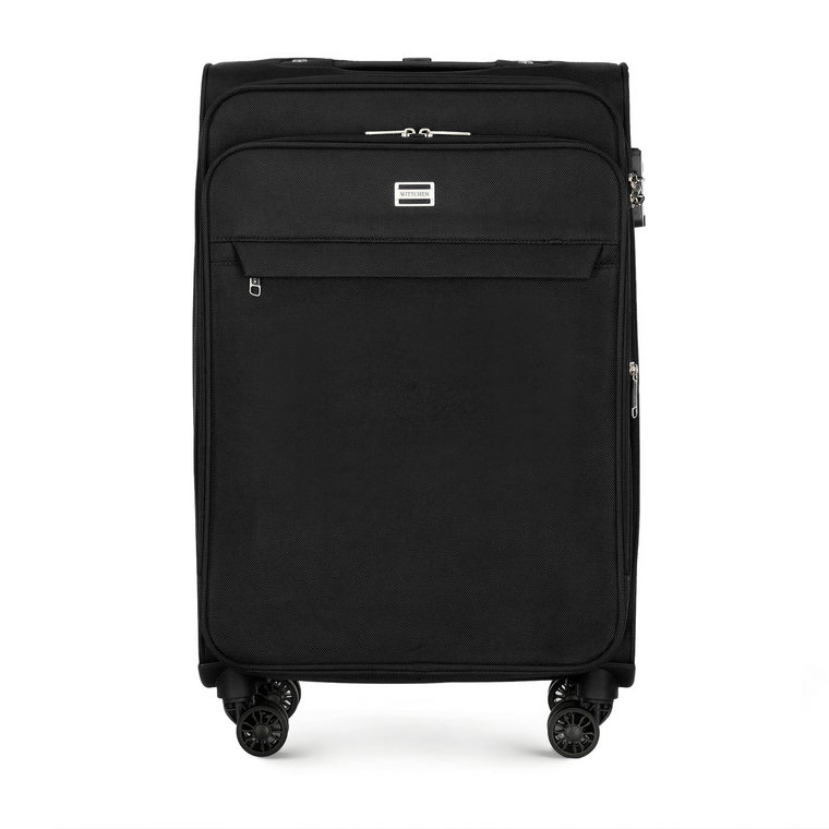 Średnia walizka miękka jednokolorowa czarna