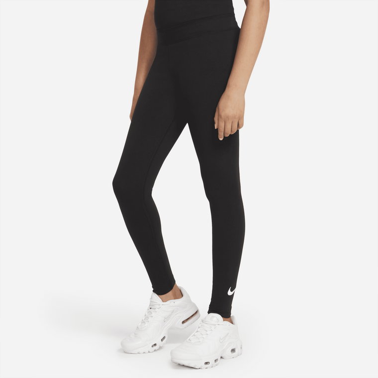 Legginsy dla dużych dzieci (dziewcząt) z logo Swoosh Nike Sportswear Favorites - Czerń