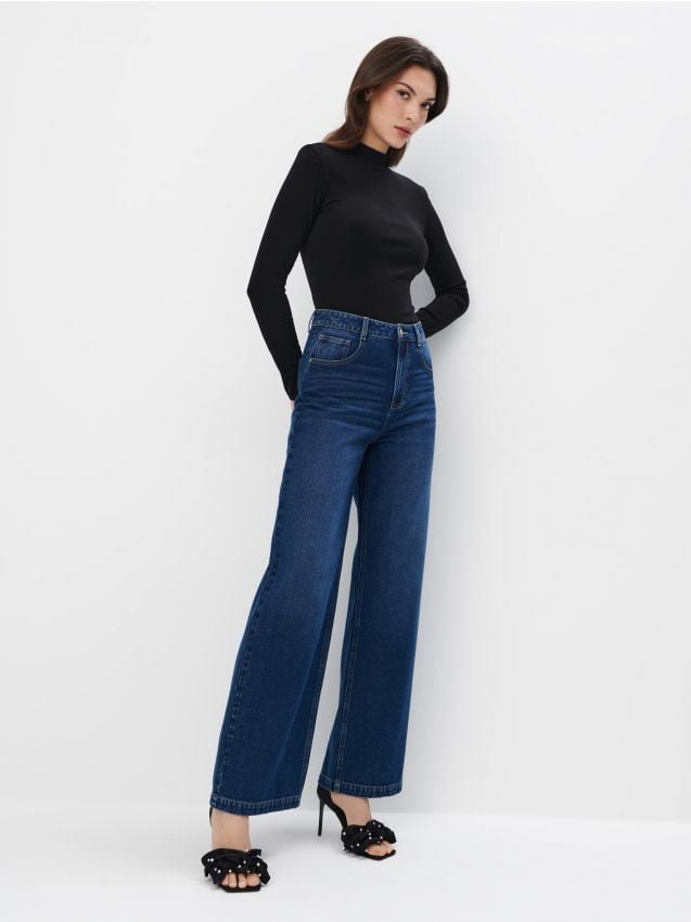 Mohito - Jeansy wide leg - niebieski