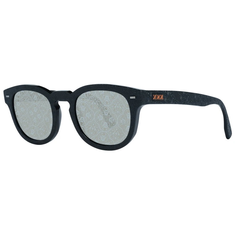Czarne okrągłe okulary przeciwsłoneczne z efektem lustrzanym dla mężczyzn Ermenegildo Zegna