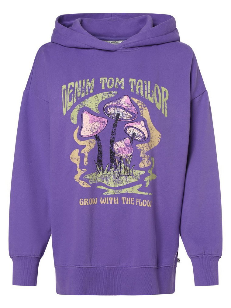 Tom Tailor Denim - Damska bluza z kapturem, lila