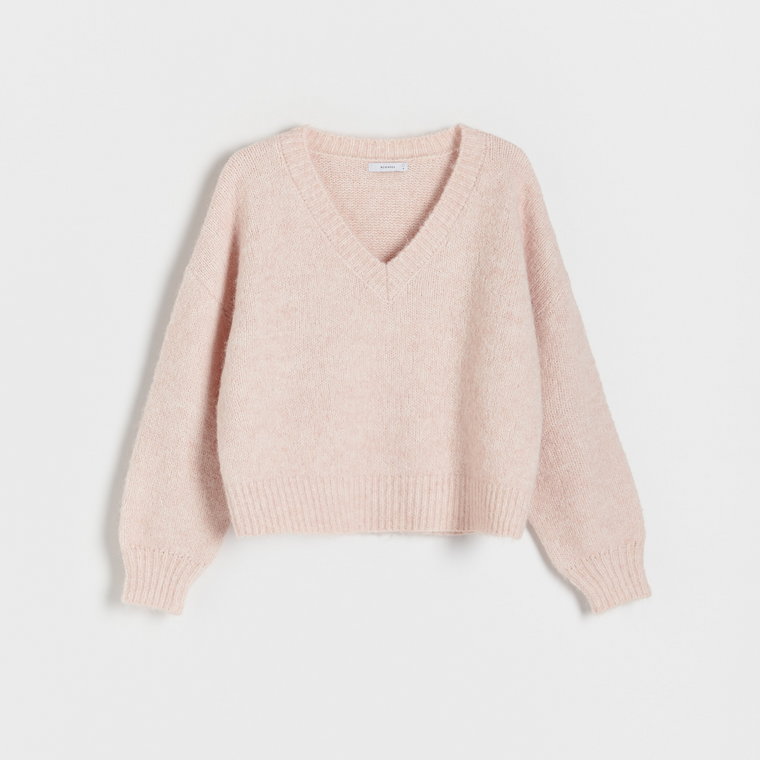 Reserved - Sweter z domieszką wełny - pastelowy róż