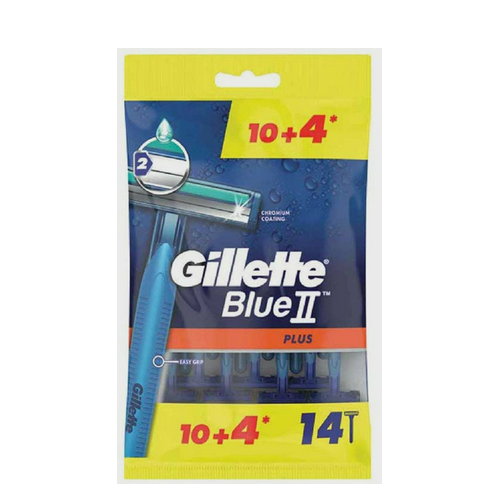 Jednorazowe maszynki do golenia dla mężczyzn Gillette Blue II Plus 14 szt (7702018466979). Golarka ręczna