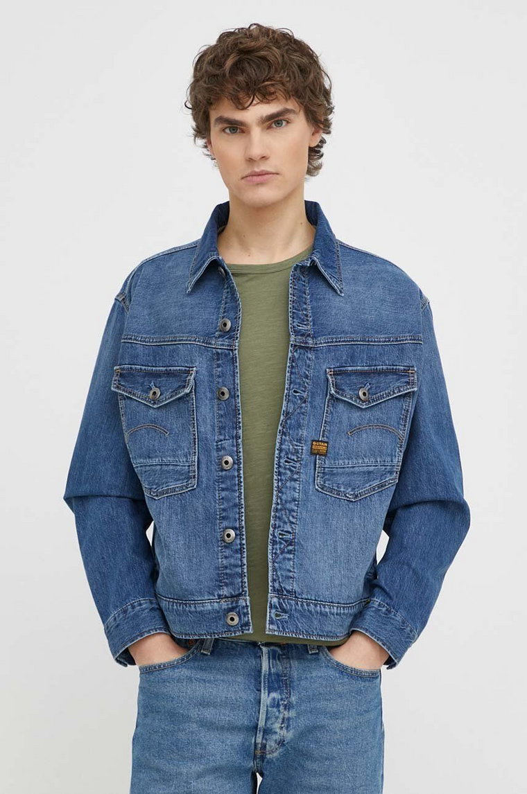 G-Star Raw kurtka jeansowa męska kolor niebieski przejściowa
