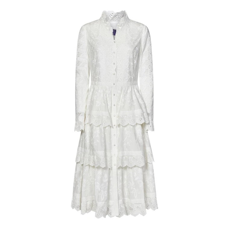 Biała Kwiatowa Sukienka Midi Ralph Lauren